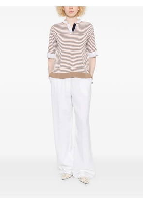 Intrecci striped V-neck top - Neutrals