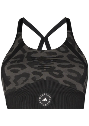 adidas by Stella McCartney leopard-print sports bra - Black
