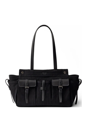 Prada Route large canvas and leather tote bag - Black