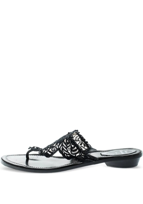 René Caovilla pre-owned lace leather sandals - Black