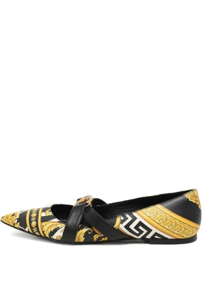 Versace Pre-Owned print leather ballet flats - Black