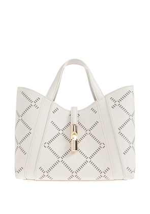 Furla Goccia perforated handle small tote bag - White