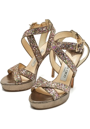 Jimmy Choo Pre-Owned glitter platform sandals - Brown