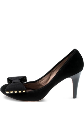 Chloé Pre-Owned 85mm bow-embellished suede pumps - Black