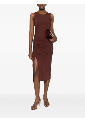 Patrizia Pepe ruched midi dress - Brown