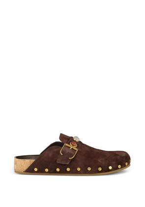 Veronica Beard Fern embellished flat mules - Brown