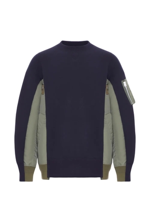 sacai patchwork nylon detail sweatshirt - Blue