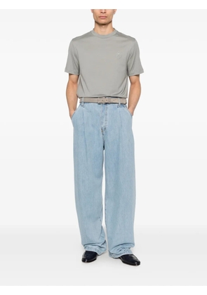 Brioni embroidered round-neck T-shirt - Grey