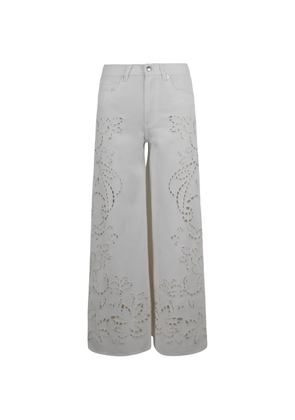 ERMANNO FIRENZE Broderie Anglaise cut-out trousers - White