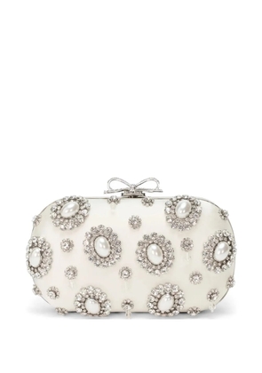 Self-Portrait embellished clutch bag - White