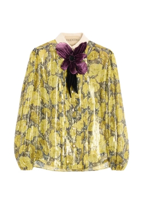 Valentino Garavani lurex shirt with Après L'Hiver Poppies print - Yellow