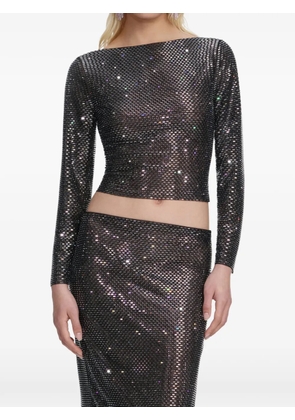 Self-Portrait embellished long-sleeve top - Black
