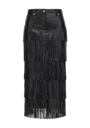 Roberto Cavalli fringed midi skirt - Black