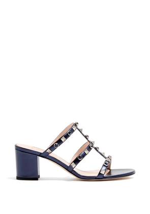 Valentino Garavani Rockstud slide sandals in laminated nappa with cabochon 60mm - Blue