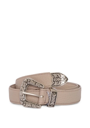 Orciani engraved buckle leather belt - Neutrals