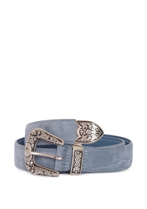 Orciani floral-engraved buckle belt - Blue