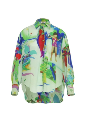 Amir Slama graphic-print silk shirt - Green