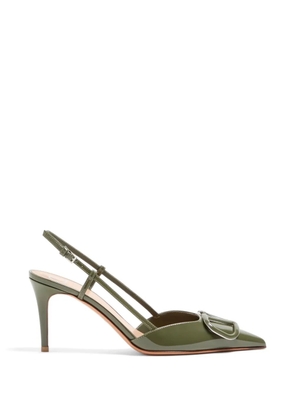 Valentino Garavani VLogo Signature patent-leather slingback pumps 80mm - Green