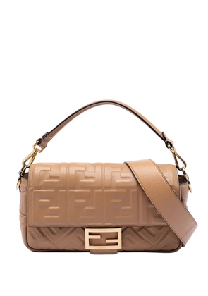 Fendi Pre-Owned 2000-2010 Zucca Embossed Leather Baguette satchel - Brown