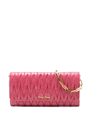 Miu Miu Pre-Owned 2021-2025 Matelasse Lambskin Wallet On Chain crossbody bag - Pink