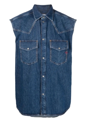 Diesel embroidered-logo denim vest - Blue