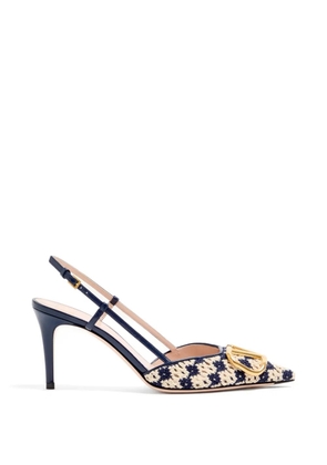 Valentino Garavani VLogo Signature slingback pumps in crochet fabric 80mm - Blue
