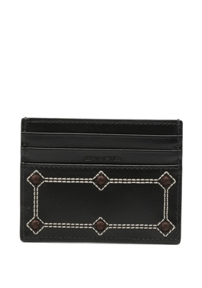 ETRO embroidered leather cardholder - Black