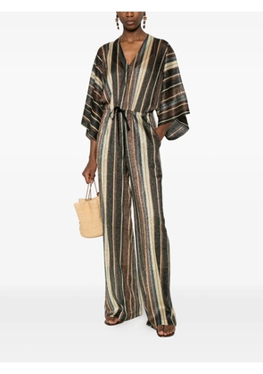 Siyu striped tie-fastening jumpsuit - Gold