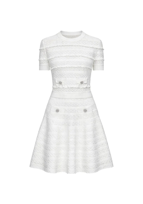 Self-Portrait pointelle knitted top - White