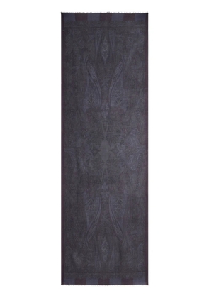 ETRO frayed paisley-jacquard scarf - Blue