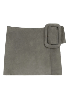 AMI Paris big buckle belted mini skirt - Grey
