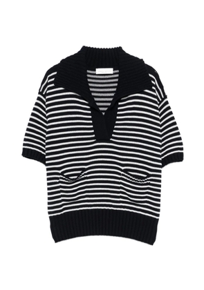 Roberto Collina V-neck short-sleeve striped knitted sweater - Blue