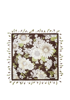 Tory Burch floral silk square scarf - Brown