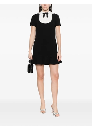 Self-Portrait ruffled bow-embellishment mini dress - Black