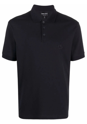 Giorgio Armani logo-embroidered polo shirt - Blue