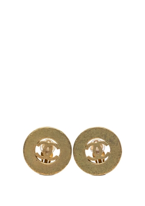 CHANEL Pre-Owned 1994 CC Gold Plated Round Clip On Earrings costume earrings