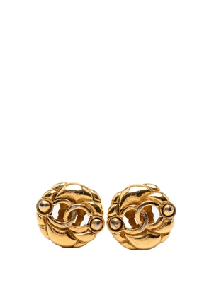 CHANEL Pre-Owned 1970-1980 Gold Plated CC Hollow Round Clip On Earrings costume earrings