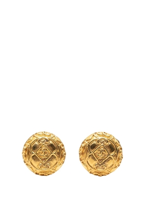 CHANEL Pre-Owned 1970-1980 CC Gold Plated Round Clip On Earrings costume earrings