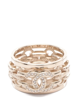 CHANEL Pre-Owned 1986-1988 coco mark rhinestone ring - Pink