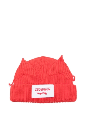 Charles Jeffrey Loverboy ears-detail beanie - Red