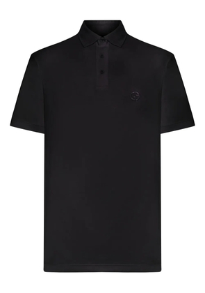 Giorgio Armani logo-embroidered polo shirt - Black