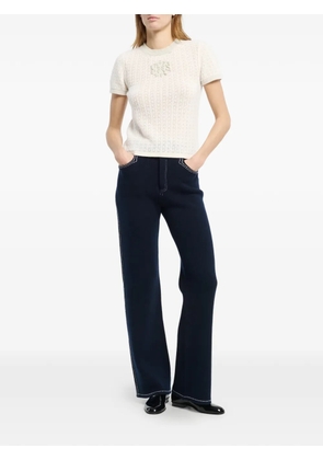 Barrie logo-appliqué knitted top - Neutrals