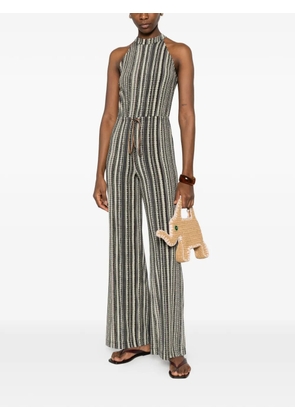 Siyu striped-pattern drawstring-waist jumpsuit - Black