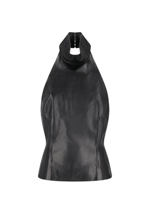 Magda Butrym halterneck leather blouse - Black