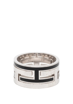 Hermès Pre-Owned 2000-2020 Sterling Silver and Enamel Move H ring - Black