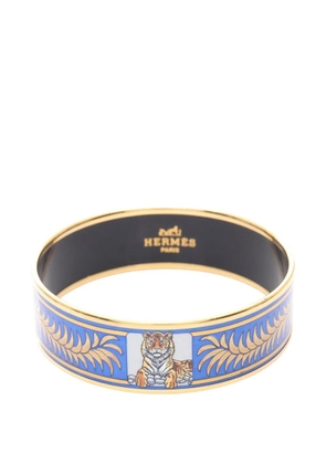 Hermès Pre-Owned 1990-2010 Wide Enamel Tiger Cloisonne Bangle GM costume bracelet - Blue