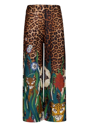 PAULA printed silk trousers - Brown