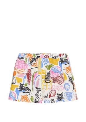 Closed printed shorts - White