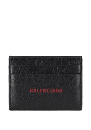 Balenciaga logo print leather cardholder - Black