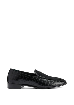 Giuseppe Zanotti crocodile metal logo loafers - Black